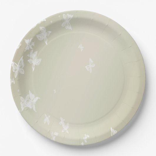 Weiße Schmetterlinge Pappteller (Vorderseite)