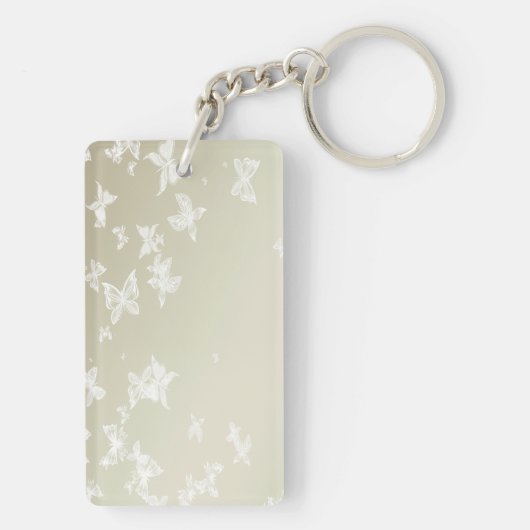 Weiße Schmetterlinge Schlüsselanhänger (Rückseite)