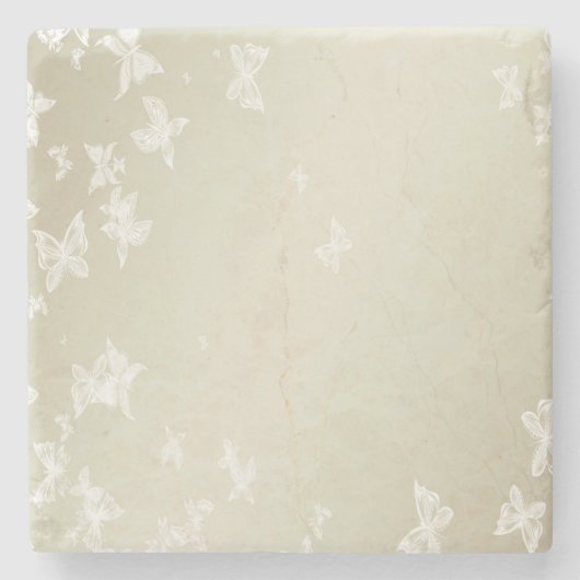 Weiße Schmetterlinge Steinuntersetzer (Vorderseite)