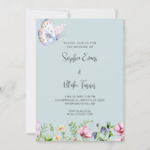 Weiße Schmetterlinge und Wildblumen Grüne Hochzeit