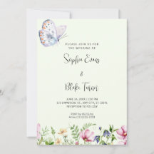 Weiße Schmetterlinge und Wildblumen Grüne Hochzeit