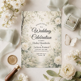 Weiße Schmetterlings-Frühlingsgarten-Hochzeitseinl Einladung