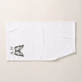 Weiße Schmetterlingsdesign-Monogramm Badhandtuch Set (Handtuch)