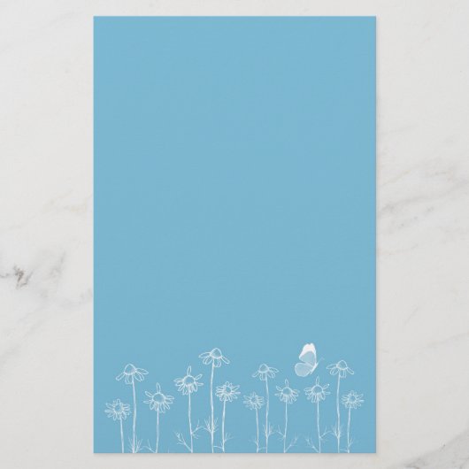 Weiße Schmetterlingskamomile-Blume Zeichnend Briefpapier (Vorderseite)