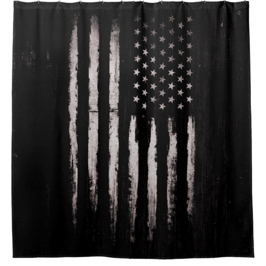 Weiße Schmutz-amerikanische Flagge Duschvorhang (Vorderseite)