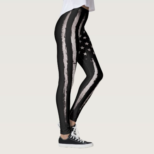 Weiße Schmutz-amerikanische Flagge Leggings (Rechts)