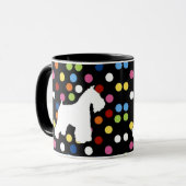 Weiße Schnauzer-Polka-Punkt-Kaffee-Tasse Tasse (Vorderseite Links)