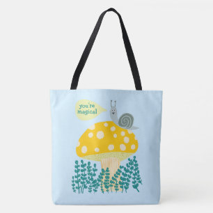 Weiße Schnecke auf magischen Pilz CUSTOM Tasche