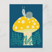 Weiße Schnecke auf Magischen Pilz Niedlich Postkarte (Vorderseite)