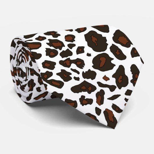 Weiße Schnee-Leopard-Druck-Krawatte Krawatte (Gerollt)