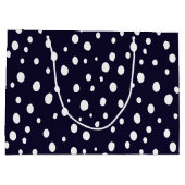 Weiße Schnee-Punktmuster-Satin Große Geschenktüte (Rückseite)