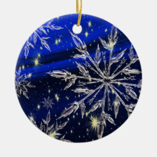 Weiße Schneeblauverzierung Keramik Ornament