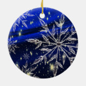 Weiße Schneeblauverzierung Keramik Ornament (Hinten)