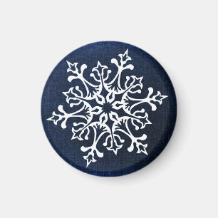 Weiße Schneeflocke auf Blau Magnet