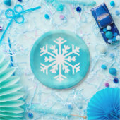 Weiße Schneeflocke auf Blue Watercolor Hintergrund Pappteller (Party)