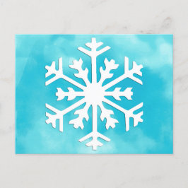 Weiße Schneeflocke auf Blue Watercolor Hintergrund Postkarte