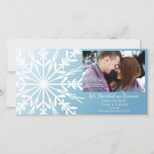 Weiße Schneeflocke auf Eisblauer Winterhochzeit Save The Date