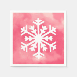 Weiße Schneeflocke auf rosa Aquarellfarbe Hintergr Serviette
