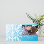 Weiße Schneeflocke bei Aquamariner Winterhochzeit Save The Date (Stehend Vorderseite)
