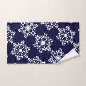 Weiße Schneeflocke in dunkelblau Badhandtuch Set (Handtuch)