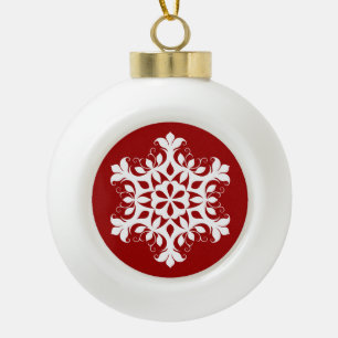 Weiße Schneeflocke Keramik Kugel-Ornament