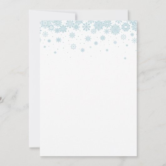 Weiße Schneeflocke Licht Blaue Winterfeier Einladung (Rückseite)