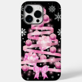 Weiße Schneeflocke Light Pink Ribbon Weihnachtsbau Case-Mate iPhone Hülle (Rückseite)