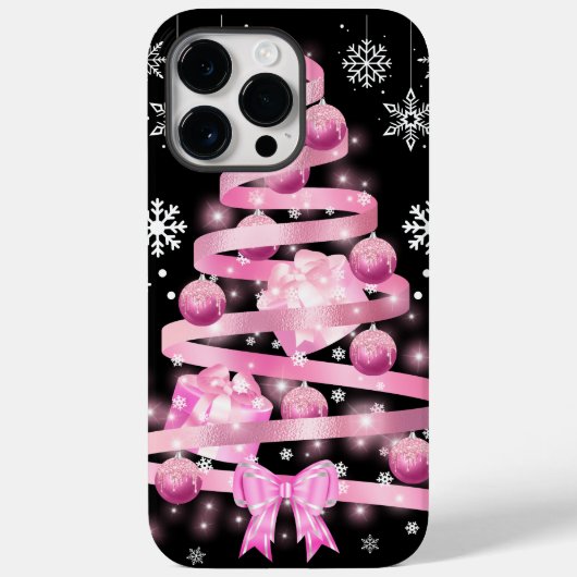 Weiße Schneeflocke Light Pink Ribbon Weihnachtsbau Case-Mate iPhone Hülle (Rückseite)