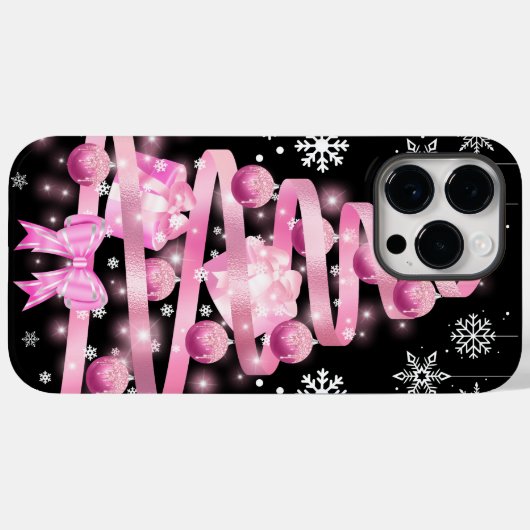 Weiße Schneeflocke Light Pink Ribbon Weihnachtsbau Case-Mate iPhone Hülle (Rückseite (Horizontal))