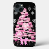 Weiße Schneeflocke Light Pink Ribbon Weihnachtsbau Case-Mate iPhone Hülle (Rückseite)