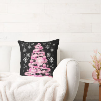 Weiße Schneeflocke Light Pink Ribbon Weihnachtsbau Kissen