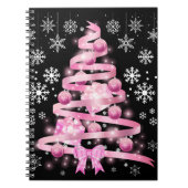 Weiße Schneeflocke Light Pink Ribbon Weihnachtsbau Notizblock (Vorderseite)