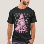 Weiße Schneeflocke Light Pink Ribbon Weihnachtsbau T-Shirt (Vorderseite)