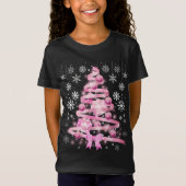 Weiße Schneeflocke Light Pink Ribbon Weihnachtsbau T-Shirt (Vorderseite)