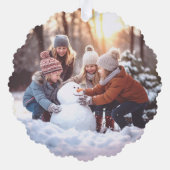 Weiße Schneeflocke mit Punktlinie Ornament Karte (Rückseite)