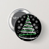 Weiße Schneeflocke Silberner Grüner Schleifen-Weih Button (Vorne & Hinten)