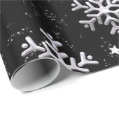 Weiße Schneeflocken an schwarzen Weihnachten Geschenkpapier (Rolleneckpunkt)