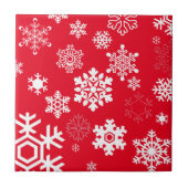 Weiße Schneeflocken - Anpassbare Hintergrundfarbe Fliese (Vorderseite)