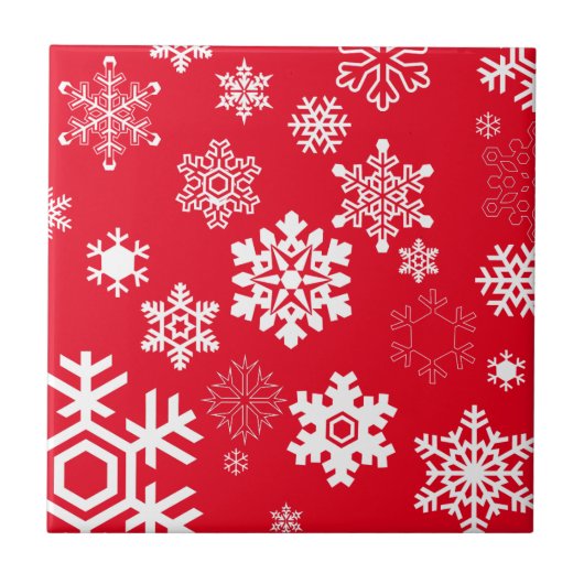 Weiße Schneeflocken - Anpassbare Hintergrundfarbe Fliese (Vorderseite)