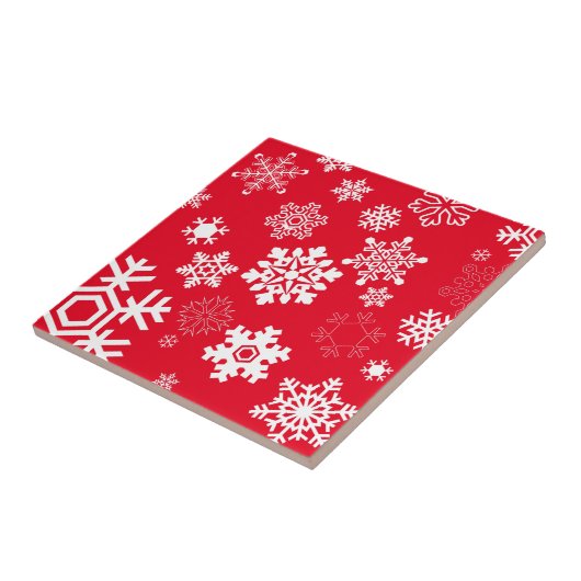 Weiße Schneeflocken - Anpassbare Hintergrundfarbe Fliese (Seite)