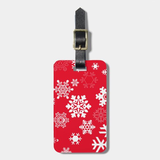 Weiße Schneeflocken - Anpassbare Hintergrundfarbe Gepäckanhänger (Vorderseite vertikal)