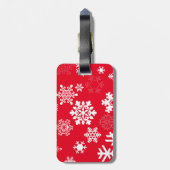 Weiße Schneeflocken - Anpassbare Hintergrundfarbe Gepäckanhänger (Rückseite vertikal)