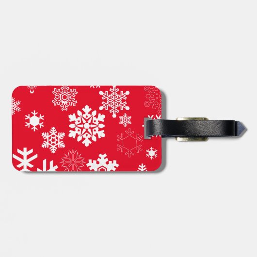 Weiße Schneeflocken - Anpassbare Hintergrundfarbe Gepäckanhänger (Rückseite horizontal)