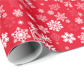 Weiße Schneeflocken - Anpassbare Hintergrundfarbe Geschenkpapier (Rolleneckpunkt)