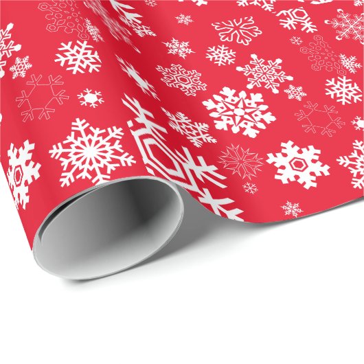 Weiße Schneeflocken - Anpassbare Hintergrundfarbe Geschenkpapier (Rolleneckpunkt)