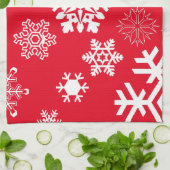 Weiße Schneeflocken - Anpassbare Hintergrundfarbe Handtuch (Gefaltet)