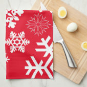 Weiße Schneeflocken - Anpassbare Hintergrundfarbe Handtuch (Viertel Falte)