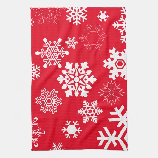 Weiße Schneeflocken - Anpassbare Hintergrundfarbe Handtuch (Vertikal)