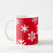 Weiße Schneeflocken - Anpassbare Hintergrundfarbe Kaffeetasse (Links)