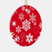 Weiße Schneeflocken - Anpassbare Hintergrundfarbe Keramikornament (Rechts)